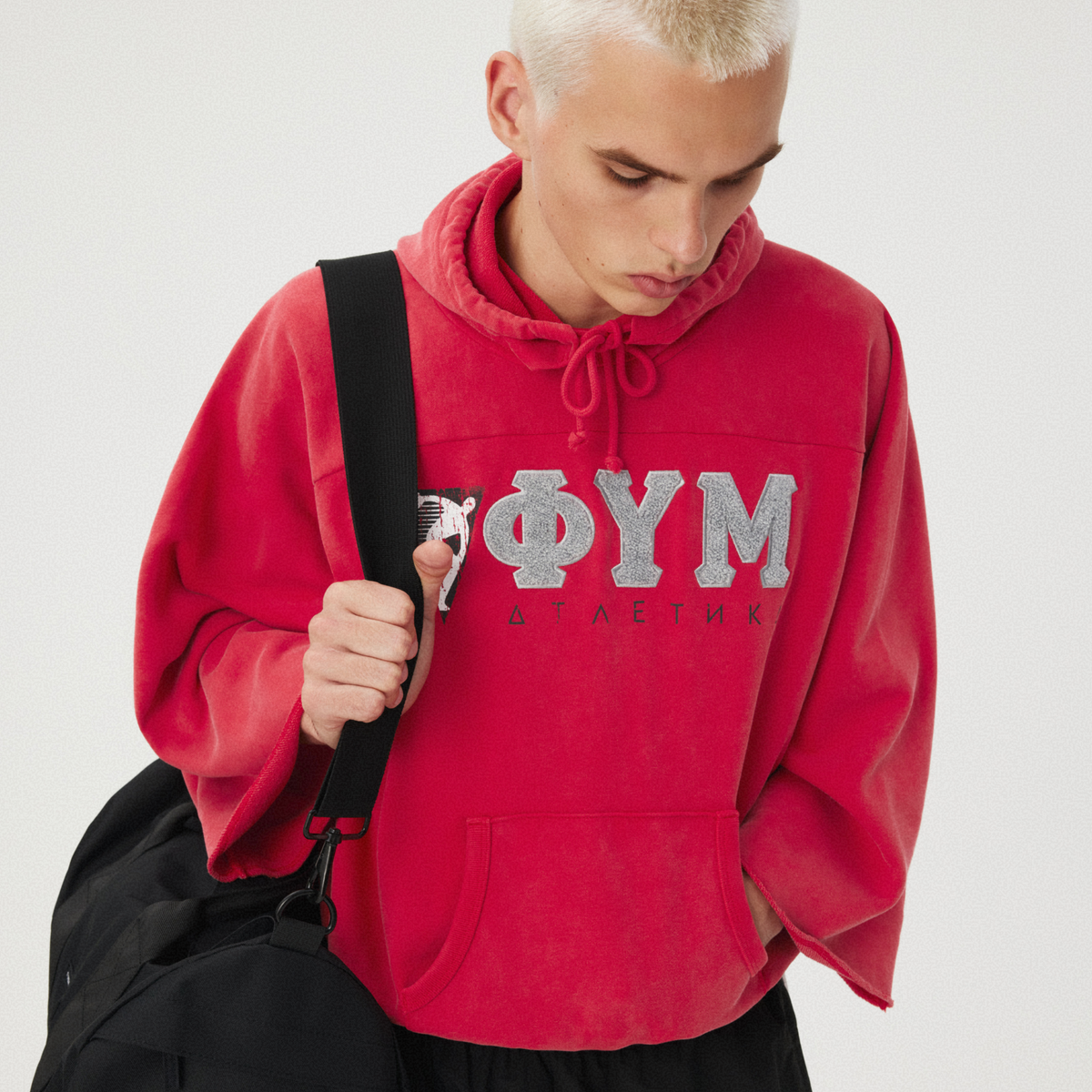 RED SHORT-SLEEVE HOODIE GOSHA RUBCHINSKIY