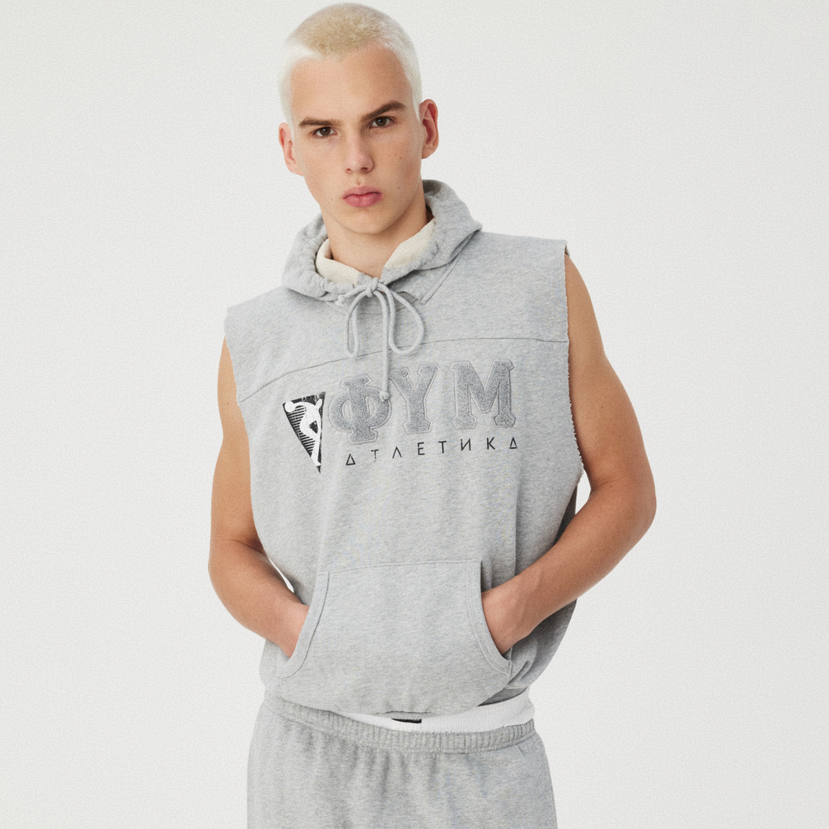 GREY SLEEVELESS HOODIE GOSHA RUBCHINSKIY