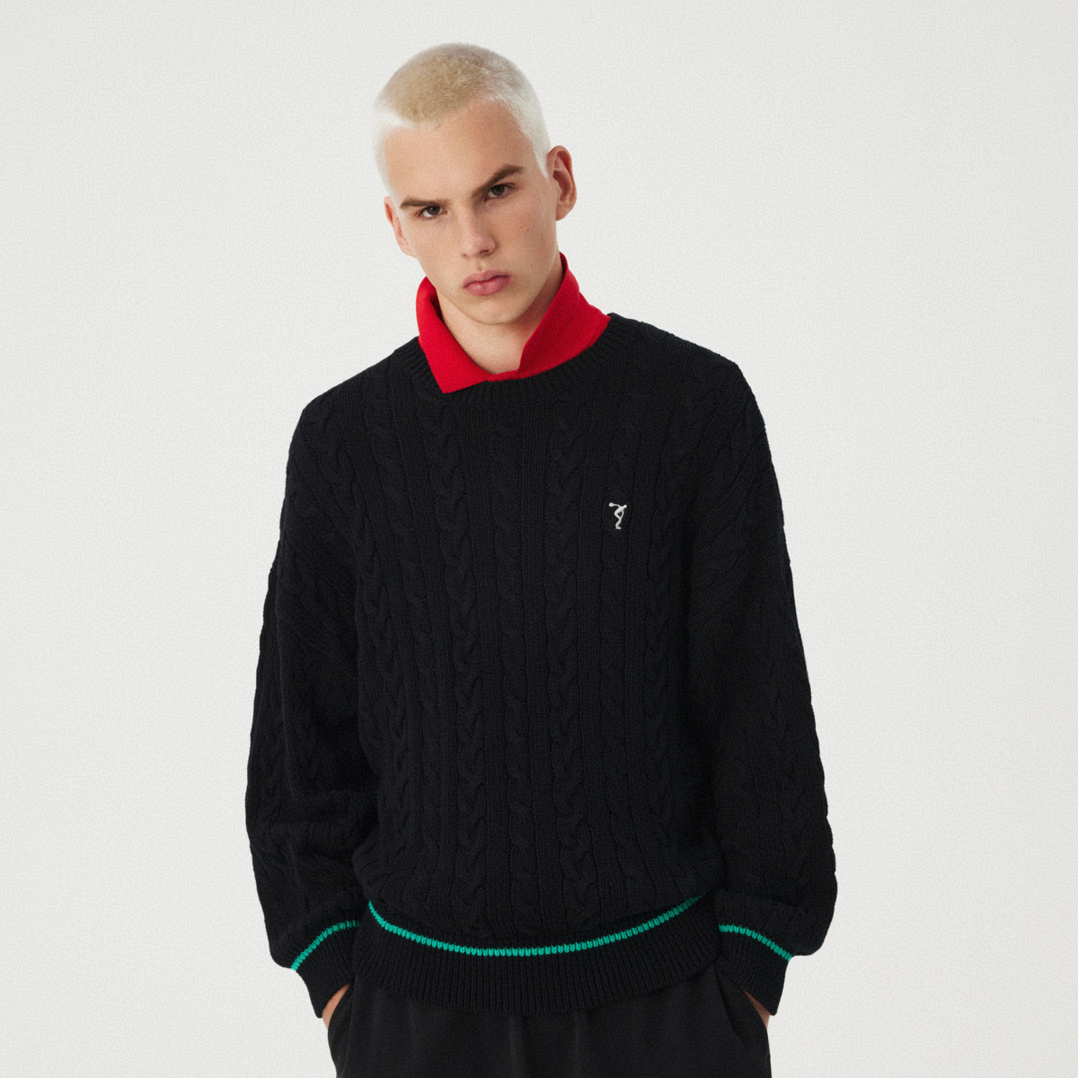 BLACK CABLE-KNIT SWEATER GOSHA RUBCHINSKIY