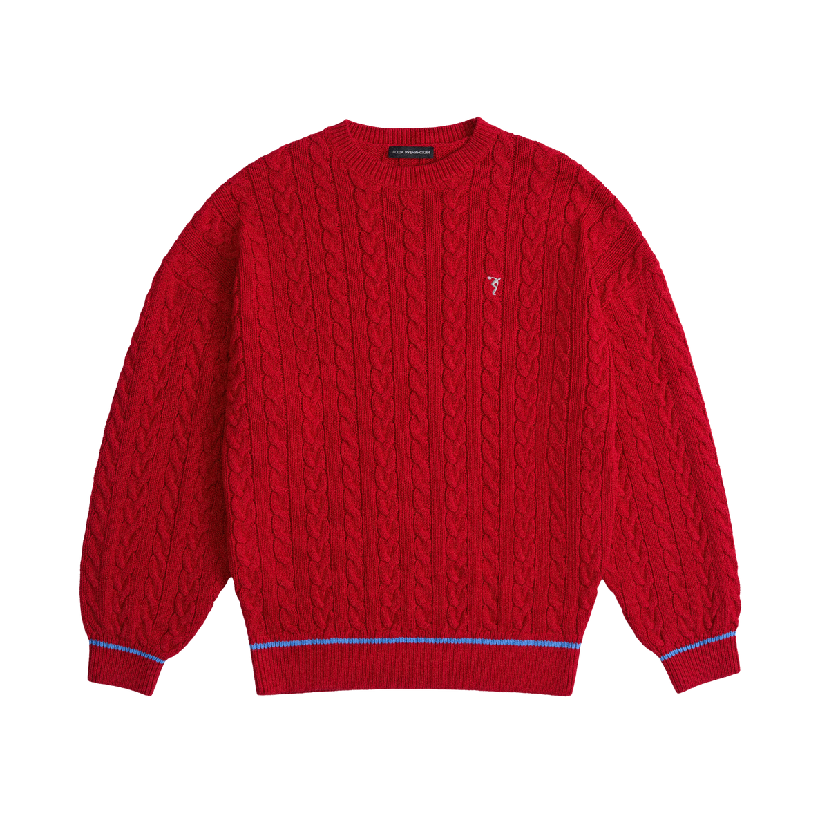 RED CABLE-KNIT SWEATER GOSHA RUBCHINSKIY 