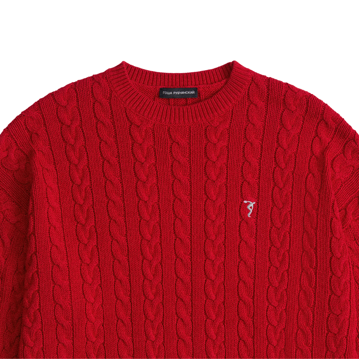RED CABLE-KNIT SWEATER GOSHA RUBCHINSKIY