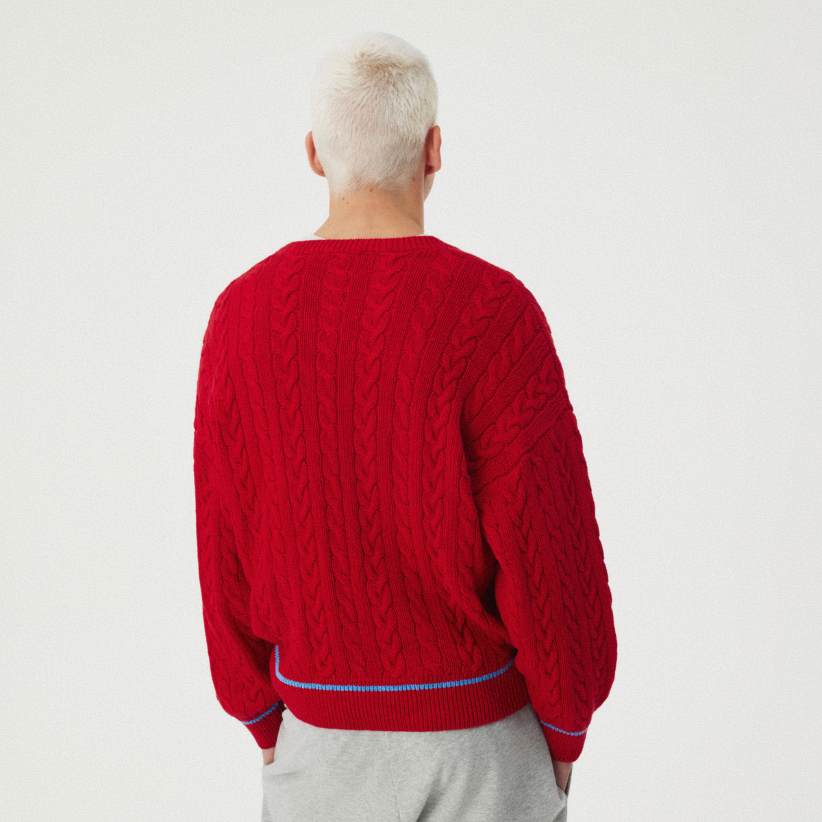 RED CABLE-KNIT SWEATER GOSHA RUBCHINSKIY