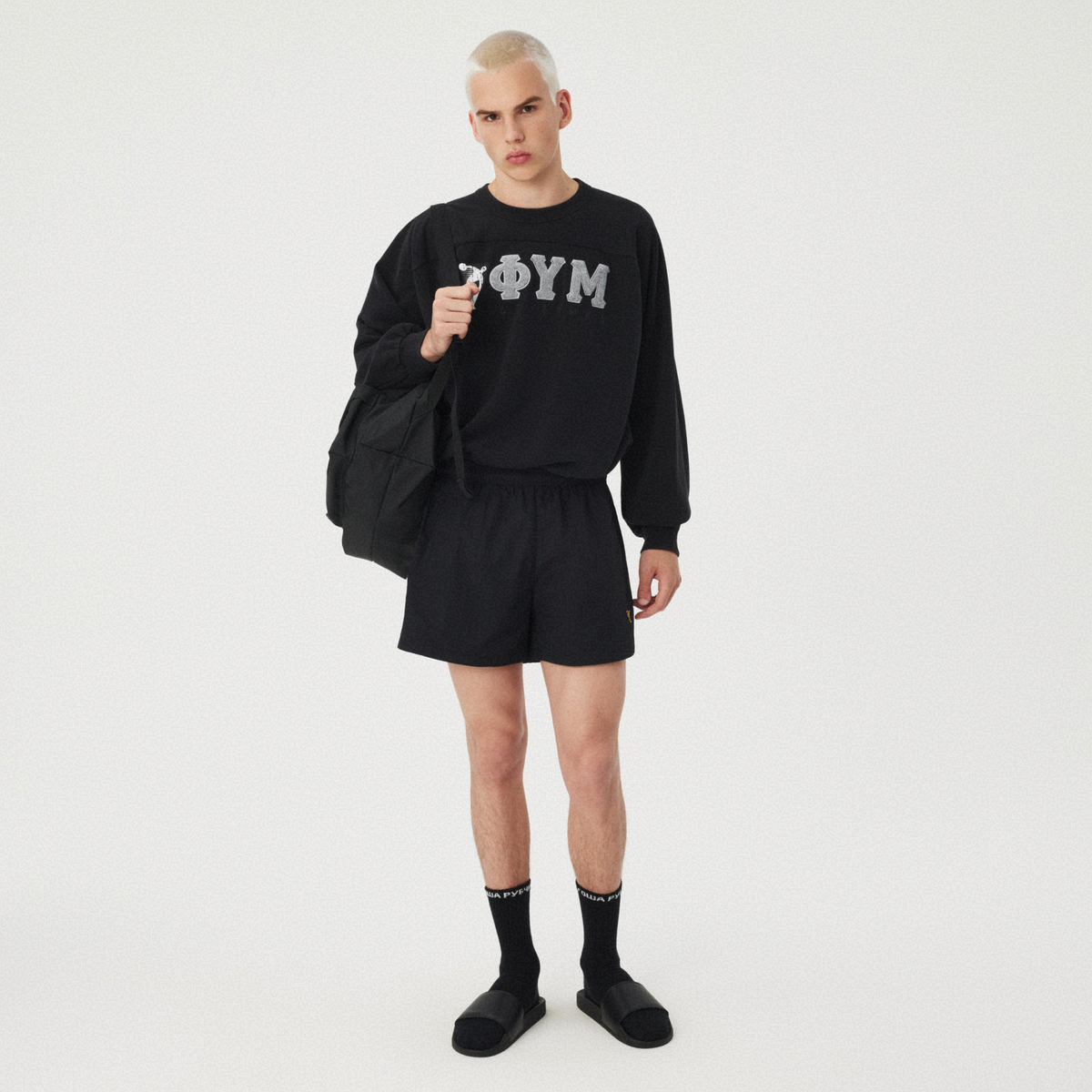 BLACK TRACK SHORTS GOSHA RUBCHINSKIY