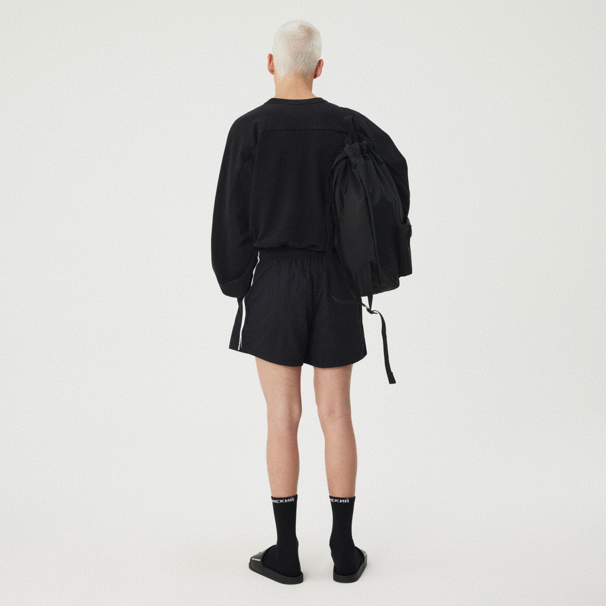BLACK TRACK SHORTS GOSHA RUBCHINSKIY