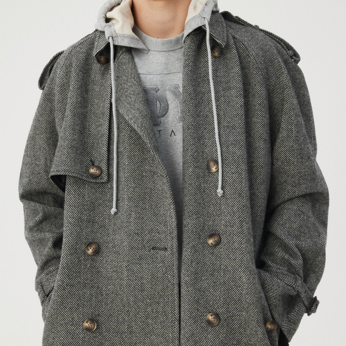 GREY BELTED WOOL-BLEND COAT GOSHA RUBCHINSKIY