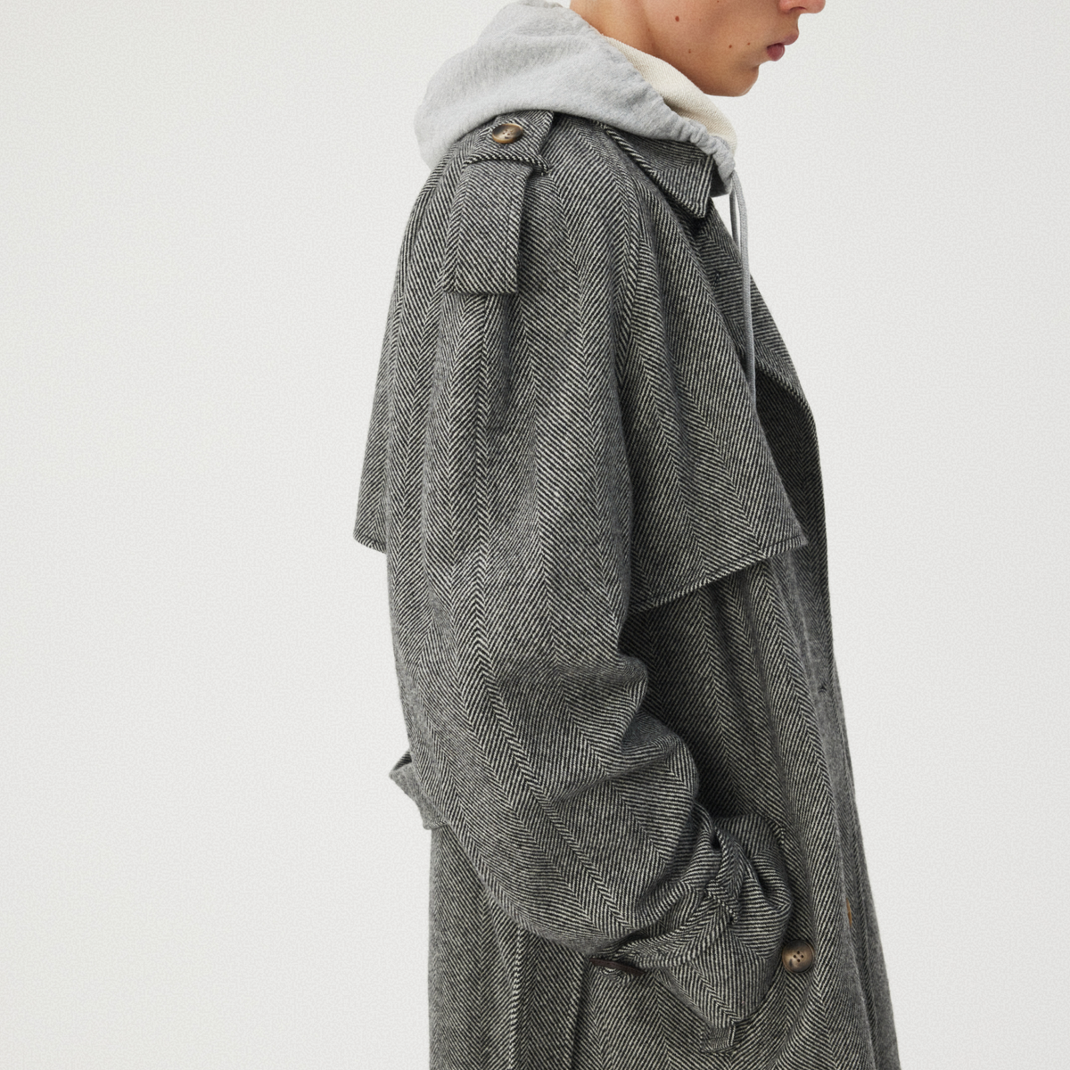 GREY BELTED WOOL-BLEND COAT GOSHA RUBCHINSKIY