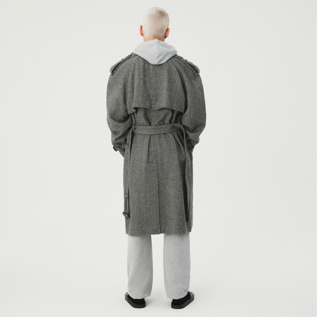 GREY BELTED WOOL-BLEND COAT GOSHA RUBCHINSKIY