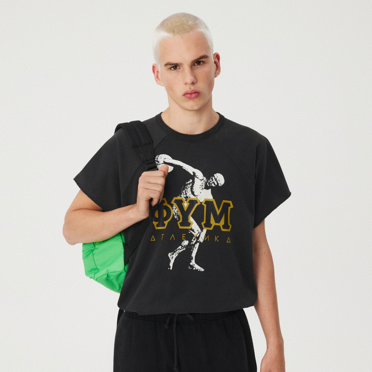 BLACK RAW-EDGE OVERSIZED T-SHIRT GOSHA RUBCHINSKIY