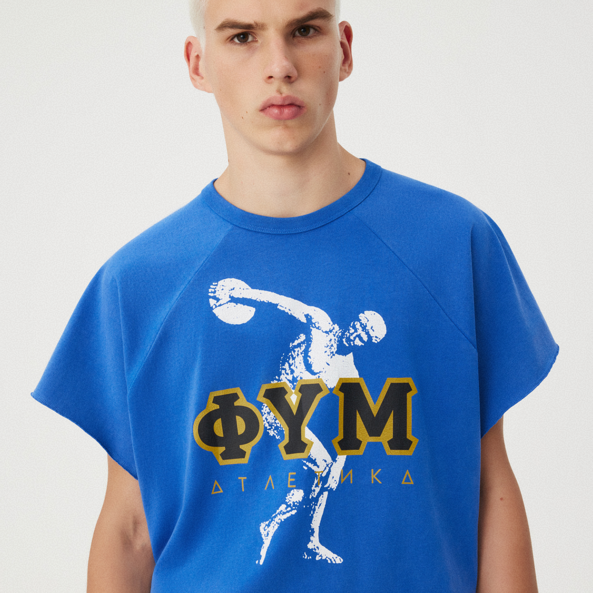 BLUE RAW-EDGE OVERSIZED T-SHIRT GOSHA RUBCHINSKIY